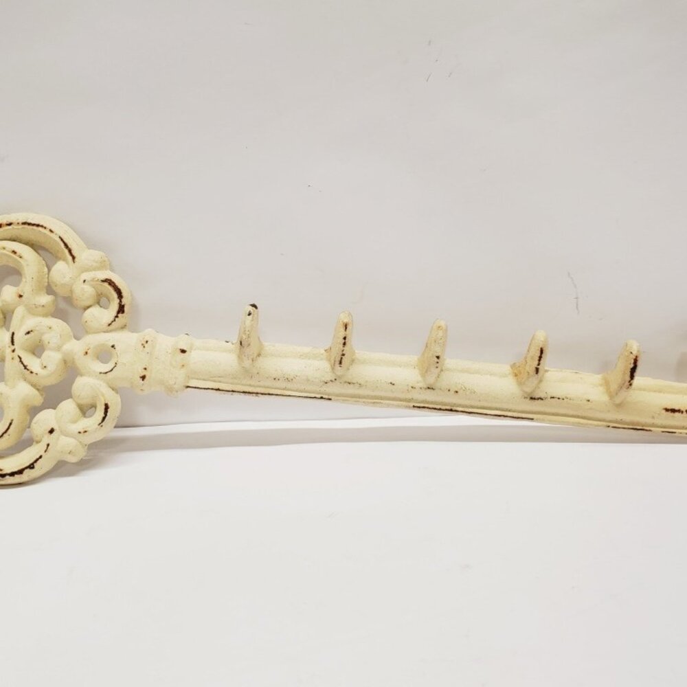 Cast Iron 12" Long Key Shaped Keychain Holder Hooks
